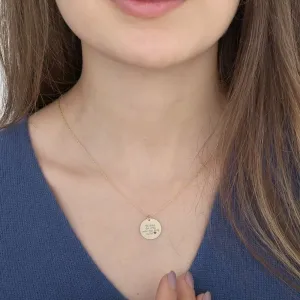 Lantisor Aur 14K Premium, dama, banut mediu 15 mm, personalizat cu text