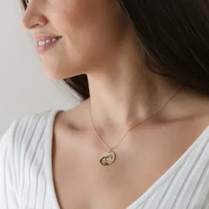 Lantisor Aur 14K Premium, dama, banut mare 20 mm, personalizat cu poza