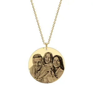 Lantisor Aur 14K Premium, dama, banut mare 20 mm, personalizat cu poza