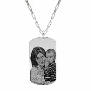 Lant Argint barbat, placuta Army 38 mm, personalizat cu poza (lant gros Paper Link)