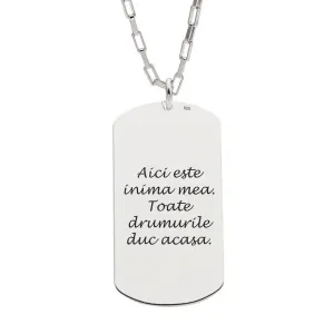 Lant Argint barbat, placuta Army 38 mm, personalizat (lant gros Paper Link)