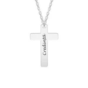 Lant Argint barbat, cruce mare 28 mm, personalizat (lant Cable)