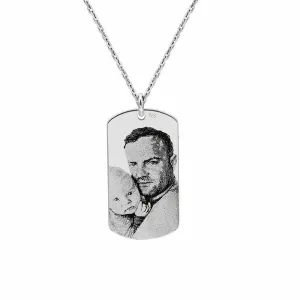 Lant Argint barbat, placuta Army 28 mm, personalizat cu poza (lant Cable)