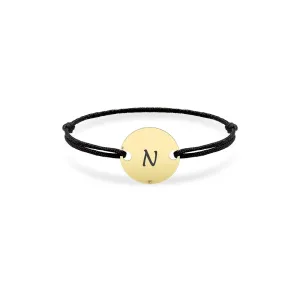 Inel snur Aur 14K Premium, reglabil si banut mic, personalizat gravura initiala (7 mm)