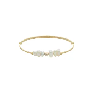 Inel Aur 14K Premium, biluta si Perle naturale de cultura, snur reglabil