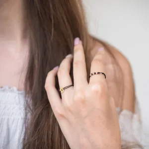 Inel Aur 14K Premium, bilute si pietre naturale Spinel negru, snur reglabil