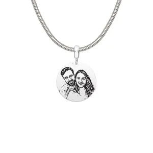 Lant Argint barbat, gravat laser 4life cu poza, charm banut (22 mm)