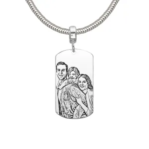 Lant Argint barbat, gravat laser 4life cu poza, charm placuta Army (28 mm)