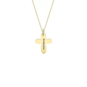 Lant Aur 14K Premium de copii, cruce medie 12 mm, personalizat (2-14 ani)