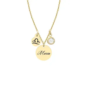 Lantisor Argint 925 Premium cu Povestea Mea - personalizat cu numele si zodia banut mic ( 10 mm )