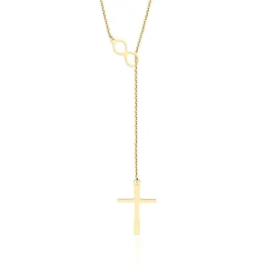 Lantisor Argint 925 Premium dama - infinit si cruce ( 25mm )