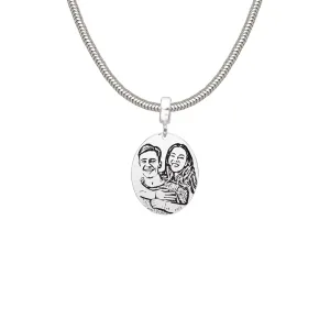 Lantisor Argint dama, gravat laser 4life cu poza, charm oval (21 mm)