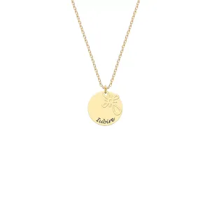Lantisor Aur dama, cruce stilizata si banut, personalizat (10 & 12 mm)