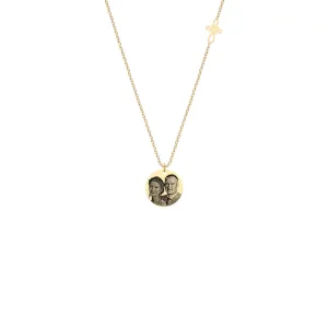 Lantisor Aur dama, cruce stilizata si banut,  personalizat cu poza (10 & 12 mm)