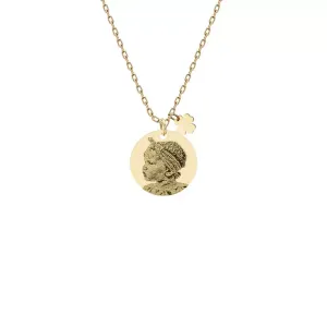 Lantisor Aur dama, trifoi si banut 12 mm, personalizat cu poza
