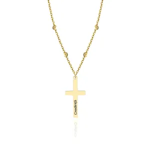 Lantisor bilute Argint 925 Premium dama - cruce personalizata cu text (27 mm)