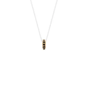 Lantisor cu fir transparent si pandantiv Aur cu pietre negre (5.5 mm)