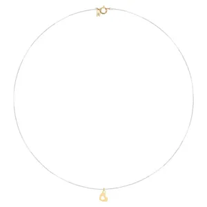 Lantisor cu fir transparent si pandantiv Aur inimioara decupata (6 mm)