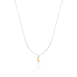 Lantisor cu fir transparent si pandantiv Aur 14K Premium luna (7 mm)