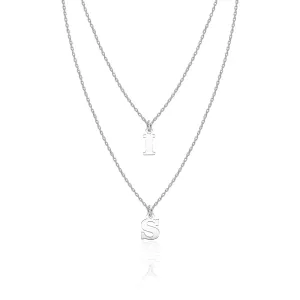 Lantisor la baza gatului, dublu, Argint 925 Premium, personalizat cu doua initiale