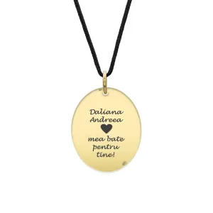 Pandantiv Aur 14K Premium, personalizat cu text - oval 21 mm
