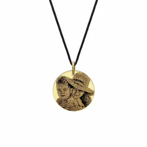 Pandantiv Aur 14K Premium, personalizat cu poza, banut mediu (15 mm)