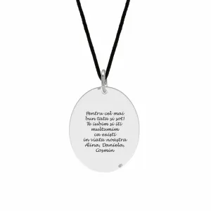 Pandantiv Argint 925 Premium, oval 21 mm personalizat gravura text