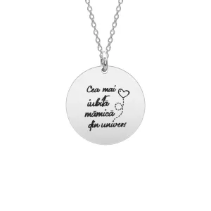 Lantisor Argint, personalizat cu text, banut (19 mm)