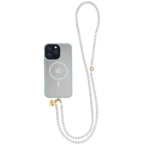 Perla9 Lant telefon / Colier / Curea THE CLASSY accesoriu multifunctional din perle scoica - placat cu aur galben
