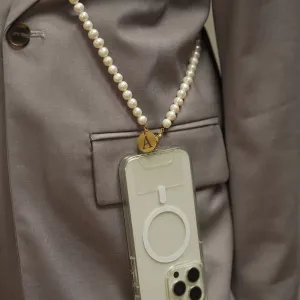 Perla9 Lant telefon / Colier / Curea THE NATURAL accesoriu multifunctional din perle de cultura - placat cu aur galben