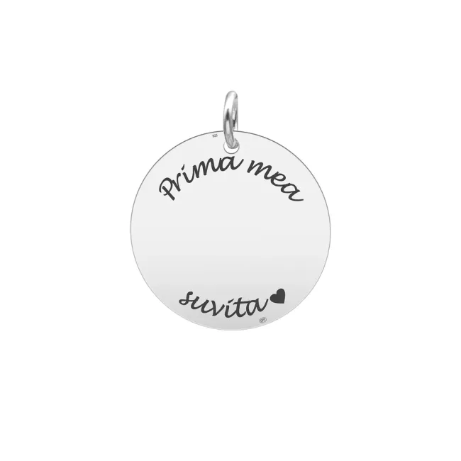 Banut Argint 925 Premium prima suvita botez, mare, personalizat (22 mm)