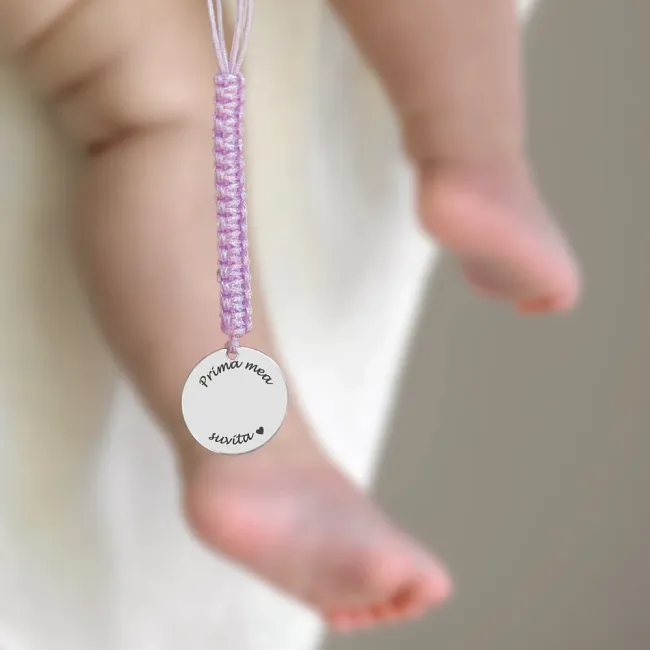 Banut Argint 925 Premium prima suvita botez, mare, personalizat (22 mm)