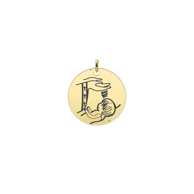 Banut Aur 14K Premium cristelnita, mediu, personalizat botez (15 mm)