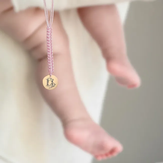Banut Aur 14K Premium cristelnita, mediu, personalizat botez (15 mm)