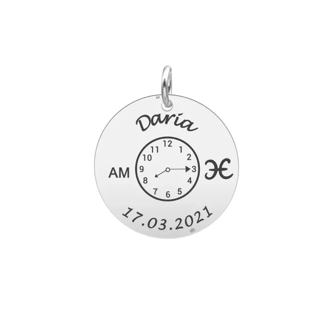 Banut mare Argint 925 Premium, nou-nascut, personalizat cu poza (22 mm)