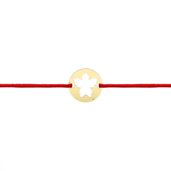 Bratara bebe din Aur 14K Premium, cu snur reglabil si personalizata cu banut mic gravat (10 mm)