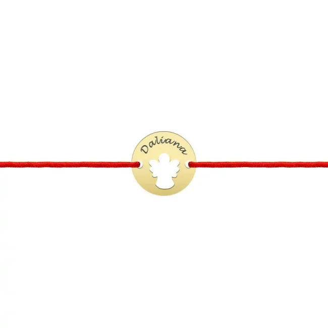 Bratara Argint 925 Premium copii, snur si banut mic ingeras, personalizata (11 mm)