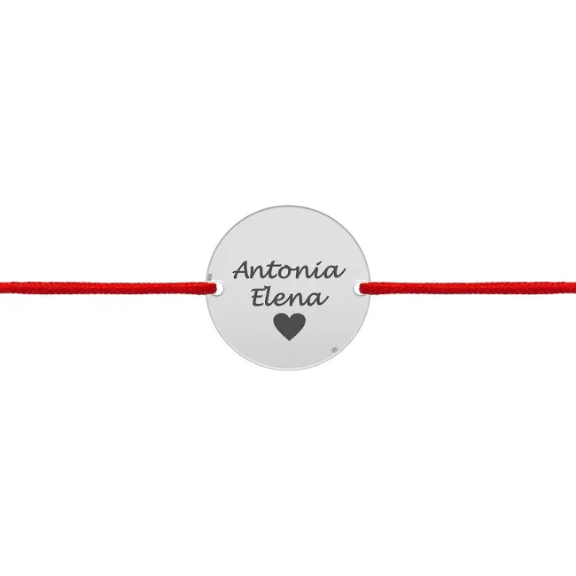 Bratara Argint 925 Premium copii, snur si banut mediu, personalizata (14.5 mm)