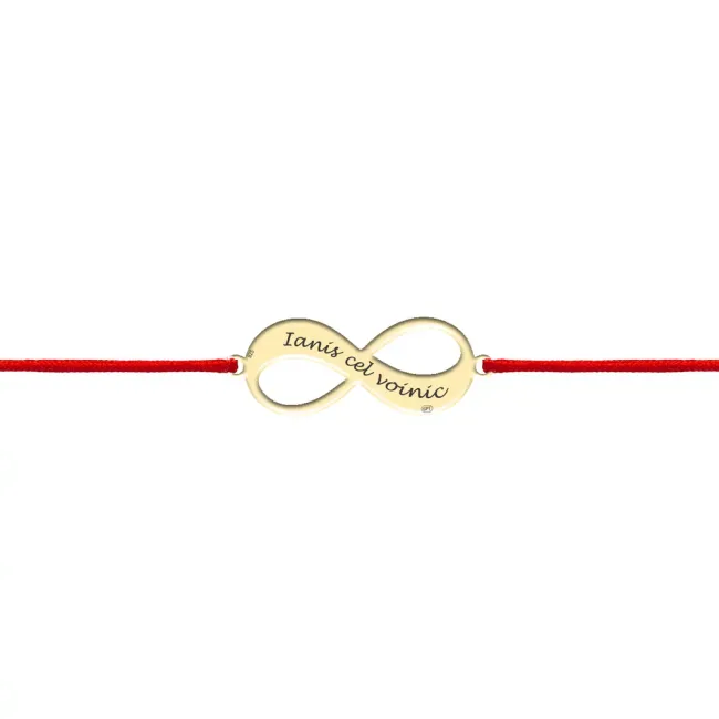 Bratara Argint 925 Premium copii, snur si infinit mare, personalizata (18 mm)