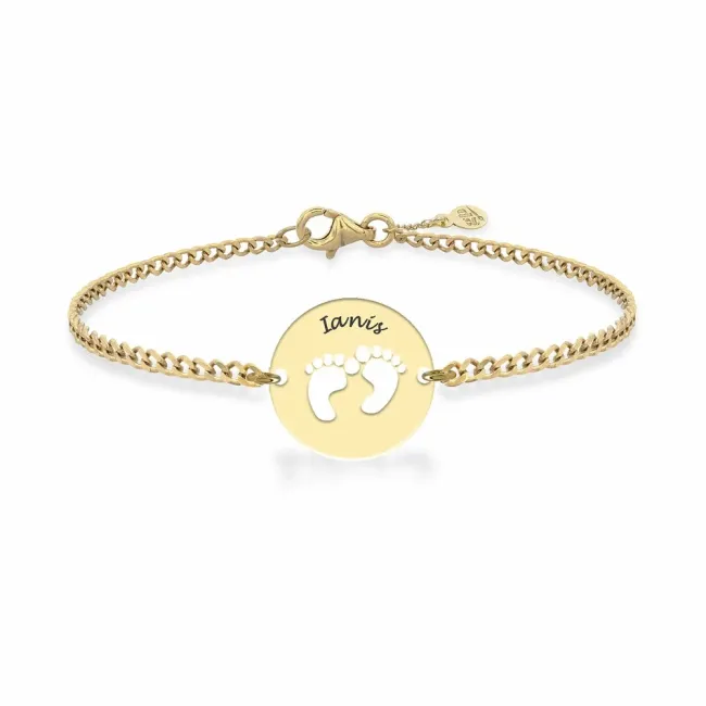 Bratara Argint 925 Premium de dama, lant si banut talpite, personalizata (15 mm)