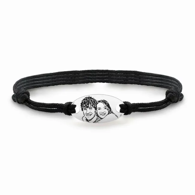 Bratara Argint 925 Premium dama, gravata laser 4life cu poza, snur si oval (22 mm)