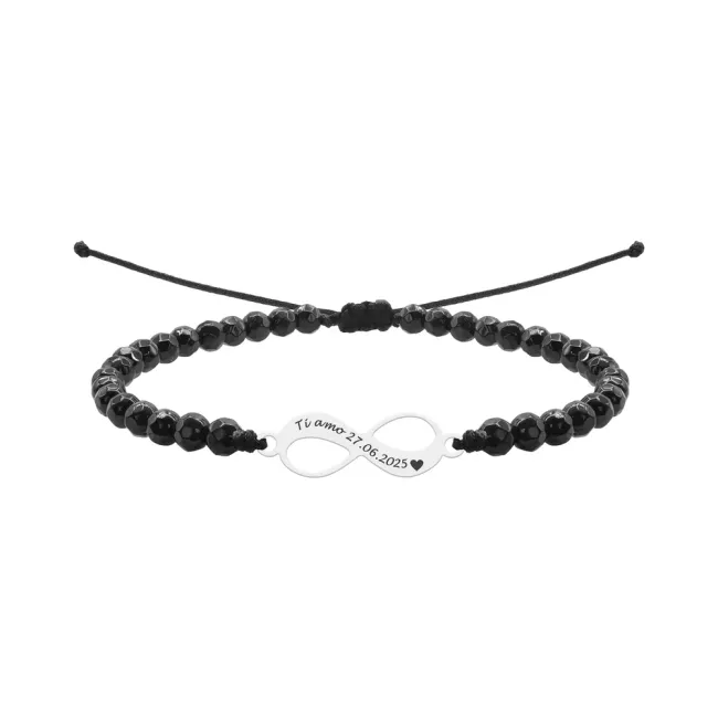 Bratara Argint Dama, onix fatetat si infinit, personalizata (18mm)