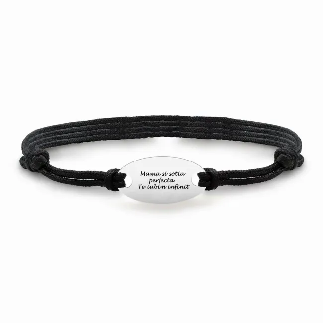 Bratara Argint 925 Premium dama, snur gros si oval, personalizata (22 mm)