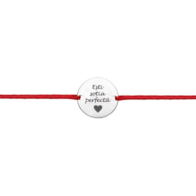 Bratara Argint 925 Premium dama, snur si banut mic, personalizata (12 mm)