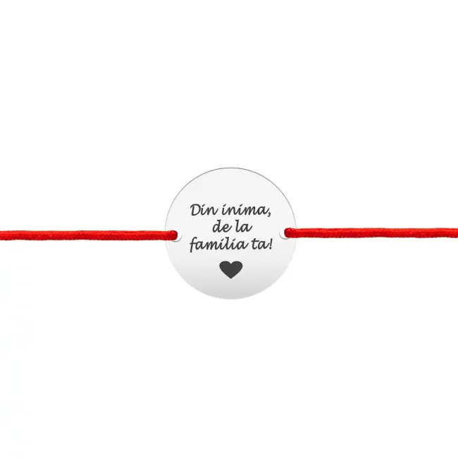 Bratara Argint 925 Premium dama, snur si banut mediu, personalizata (14.5 mm)