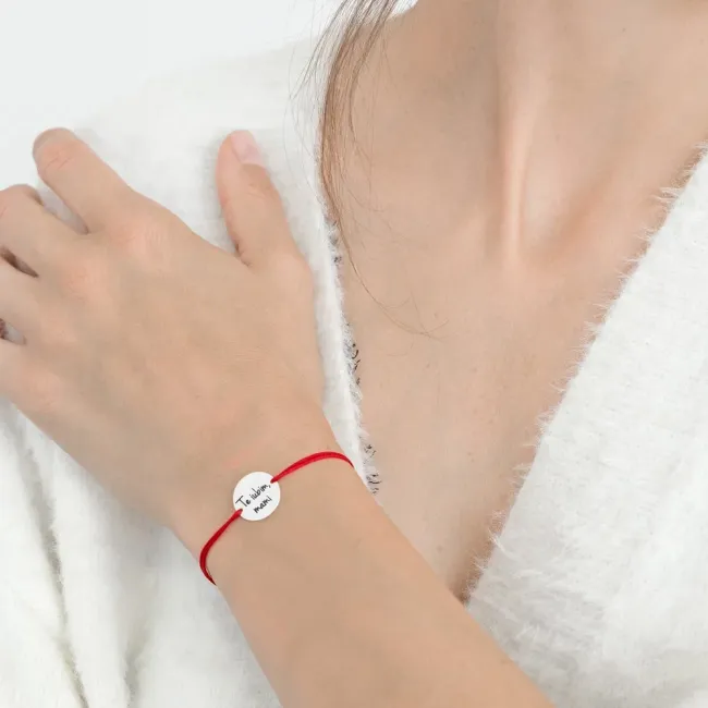 Bratara Argint 925 Premium dama, snur si banut mediu, personalizata (14.5 mm)