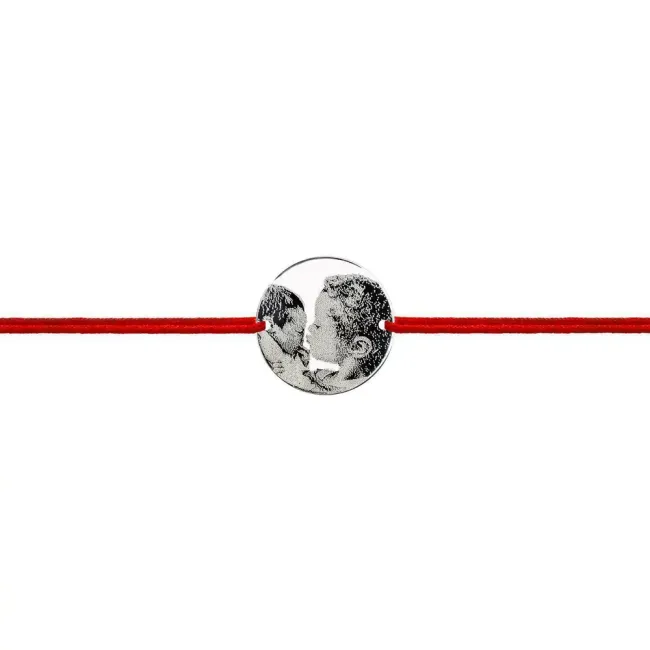 Bratara Argint 925 Premium dama, snur si banut mic, personalizata cu poza (12 mm)