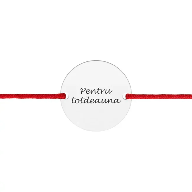 Bratara Argint, snur si banut, personalizata text predefinit (17 mm)
