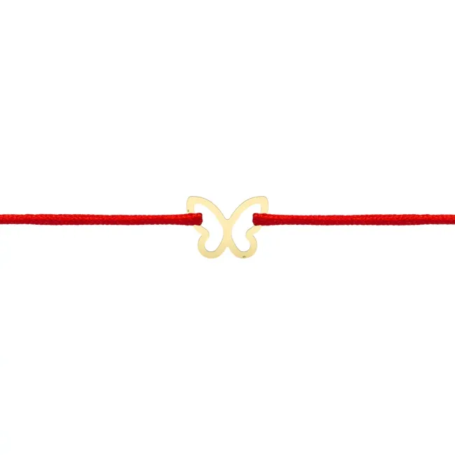 Bratara Aur 14K Dama, snur rosu si fluture 8 mm