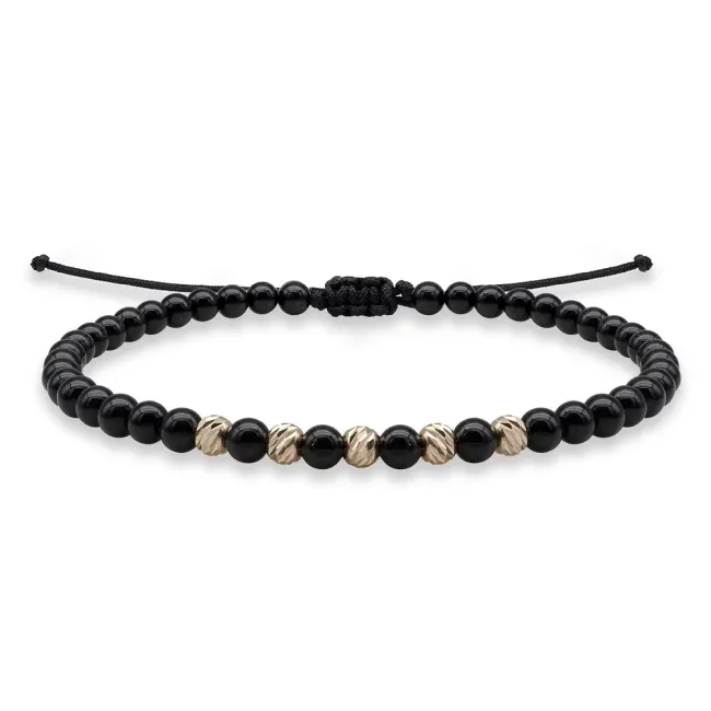 Bratara Aur 14K Premium barbati, onix si bilute (4 mm)